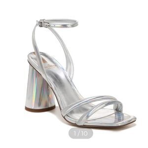 Sam Edelman Kia Silver Block Heel Strappy Sandal | Size 9